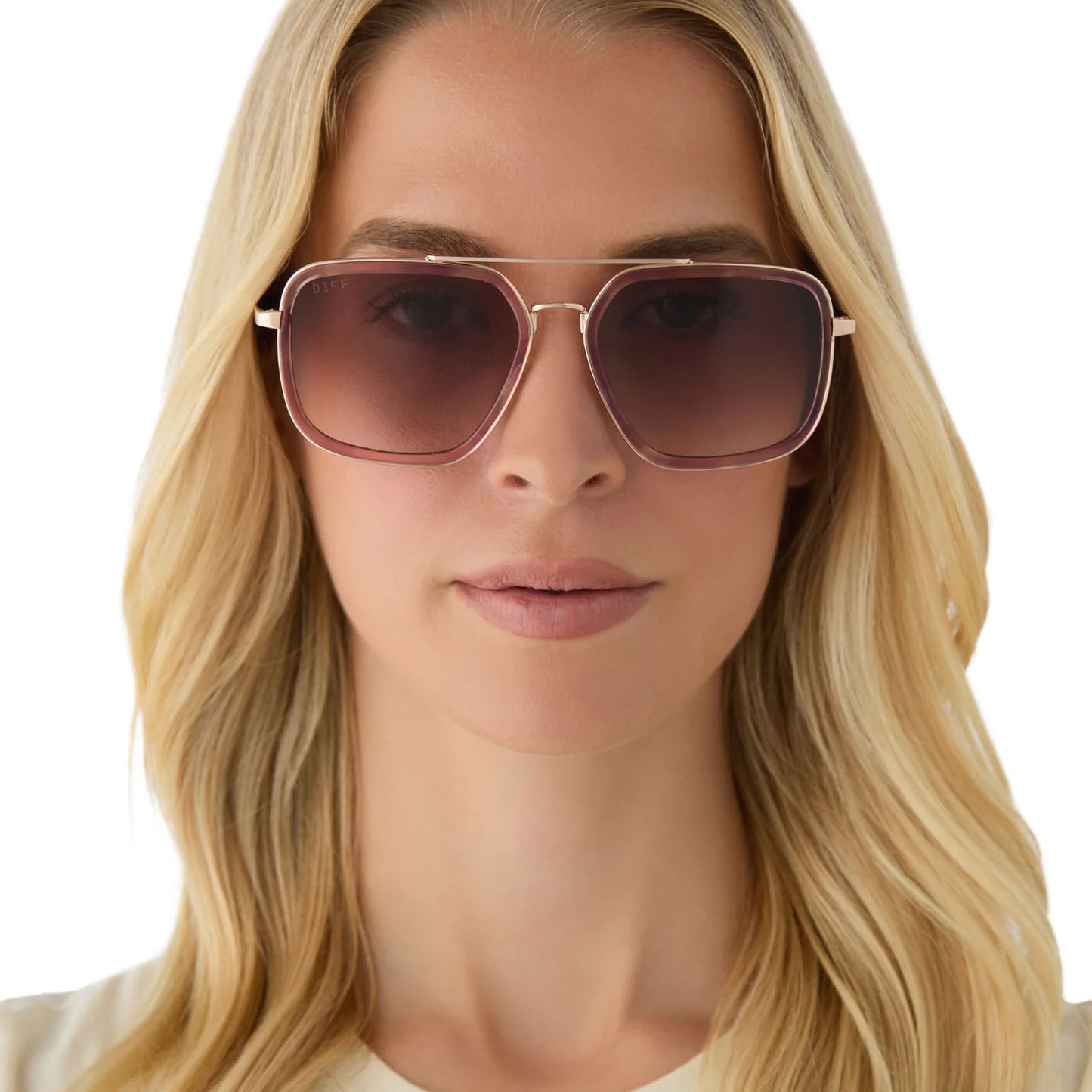 Jordan Gold Fleur Tortoise Temple Frame with Brown Gradient Lens Sunglasses