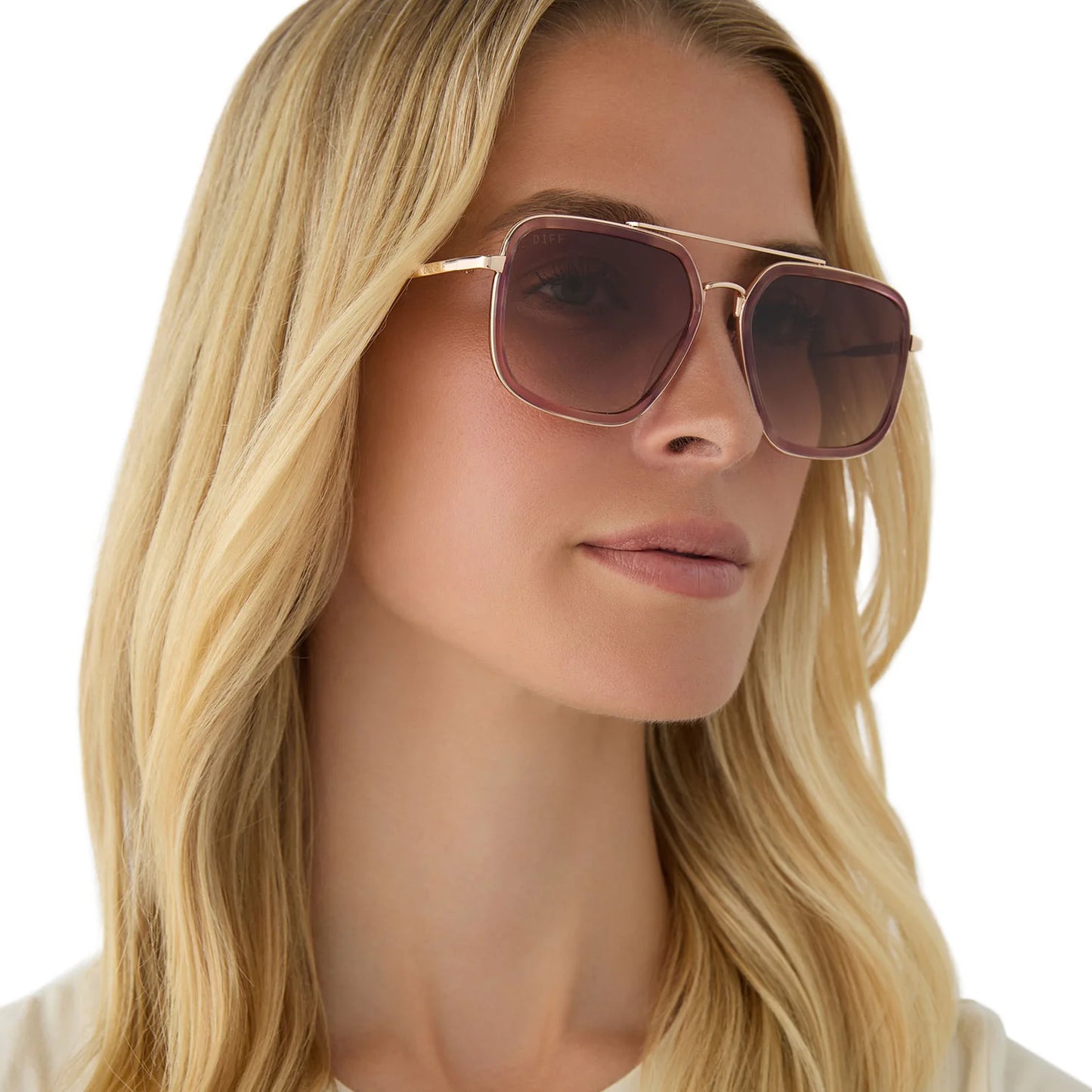 Jordan Gold Fleur Tortoise Temple Frame with Brown Gradient Lens Sunglasses