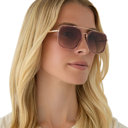 Jordan Gold Fleur Tortoise Temple Frame with Brown Gradient Lens Sunglasses