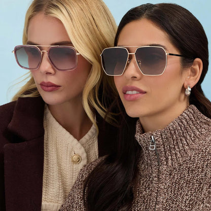 Jordan Gold Fleur Tortoise Temple Frame with Brown Gradient Lens Sunglasses