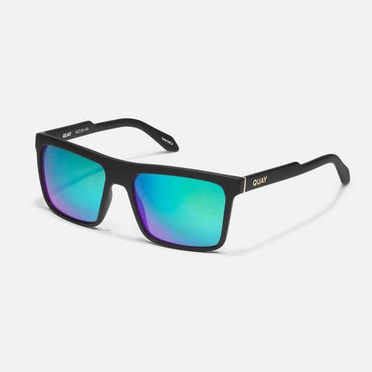 Quay - Let It Run Matte Black Frame Navy Polarized Lens Sunglasses