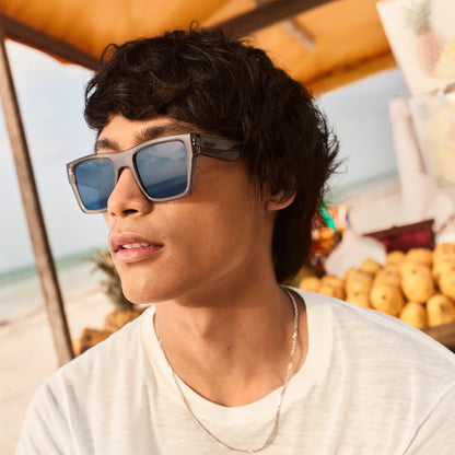 Fast Lane Gray Frame with Navy Mirror Polarized Lens Sunglasses