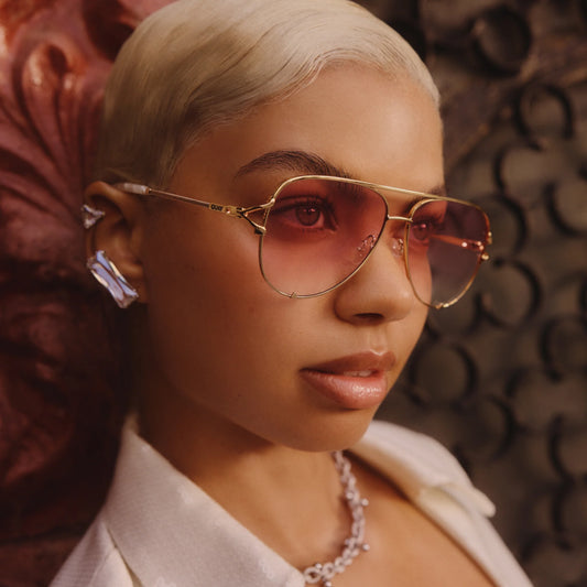 High Key Twist Gold Frame and Light Peony Lens Sunglasses