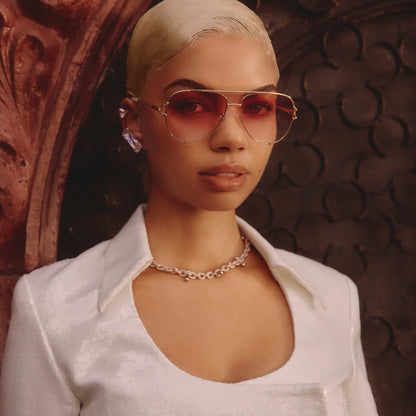 High Key Twist Gold Frame and Light Peony Lens Sunglasses
