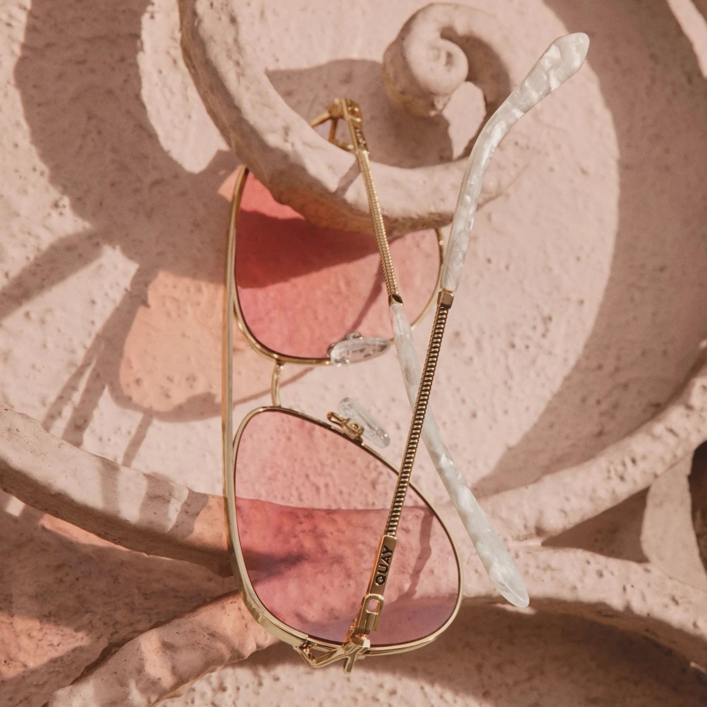 High Key Twist Gold Frame and Light Peony Lens Sunglasses