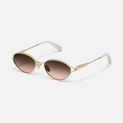 Formal Affair Adorned Gold Frame and Brown Rose Lens Sunglasses
