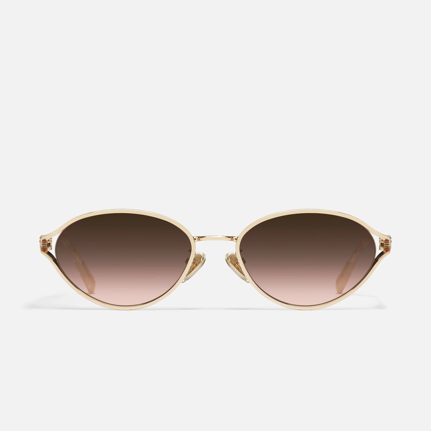Formal Affair Adorned Gold Frame and Brown Rose Lens Sunglasses