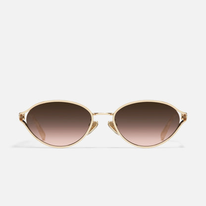 Formal Affair Adorned Gold Frame and Brown Rose Lens Sunglasses