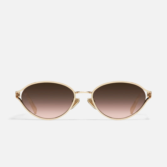 Formal Affair Adorned Gold Frame and Brown Rose Lens Sunglasses