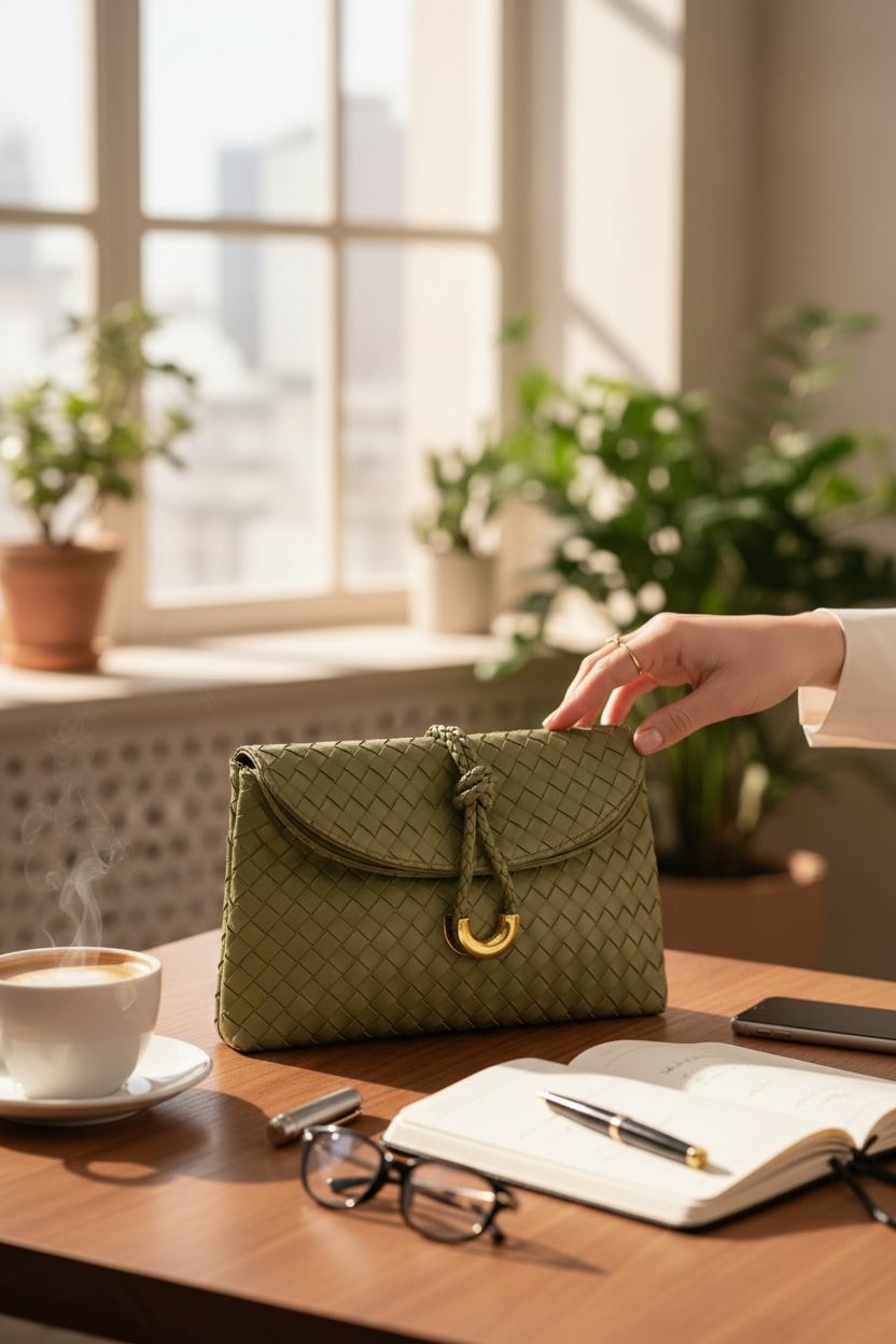 Alexa Vegan Leather Woven Clutch & Crossbody