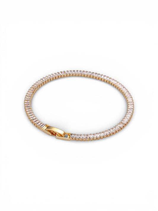 Classic Baguette CZ 3 MM Gold Tennis Bracelet