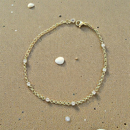 7 Station CZ Cable Chain Bracelet