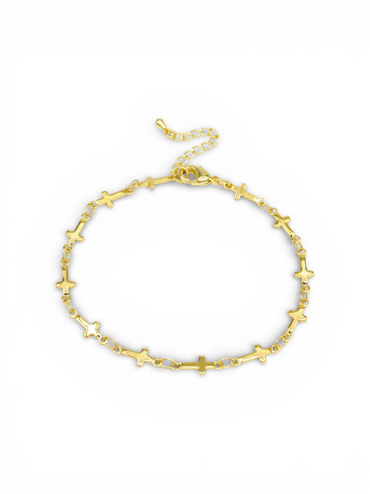 Classic Gold Cross Adjustable Bracelet
