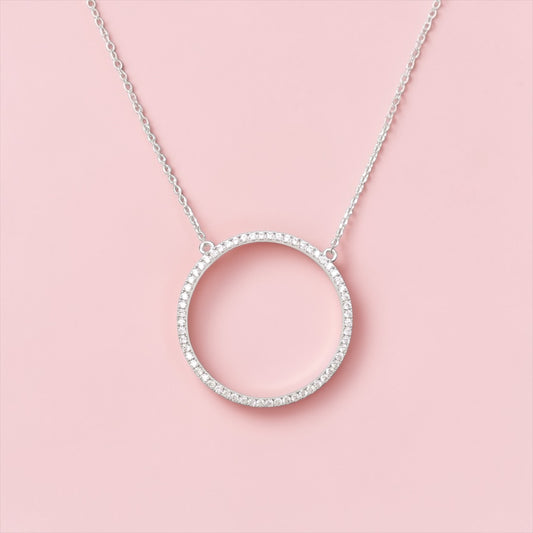 Large Pave Circle Necklace