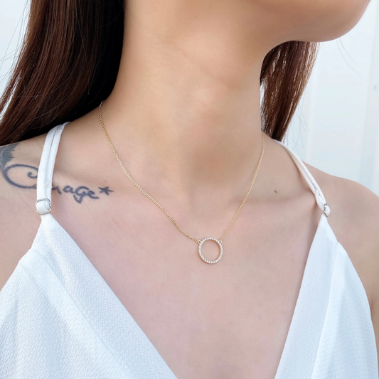 Small Pave Circle Necklace