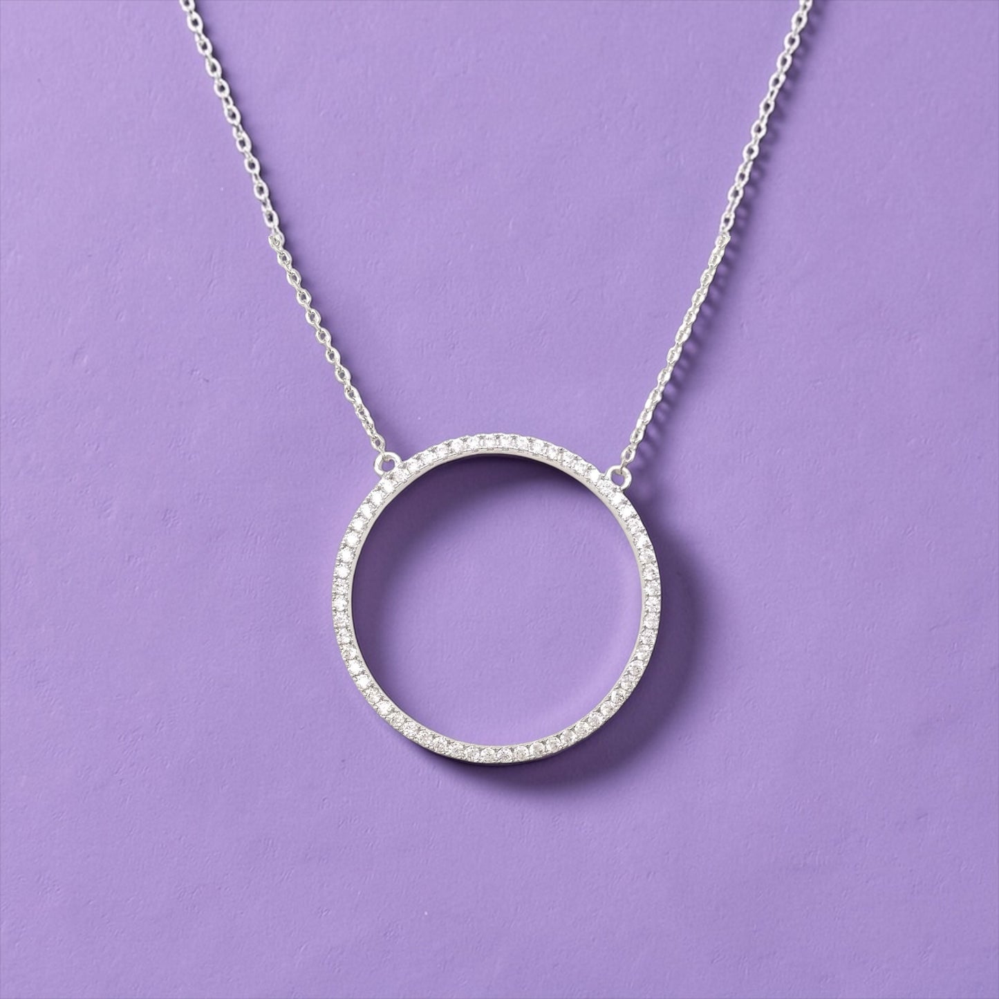 Small Pave Circle Necklace
