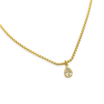 Teardrop Gold Cable Chain Necklace