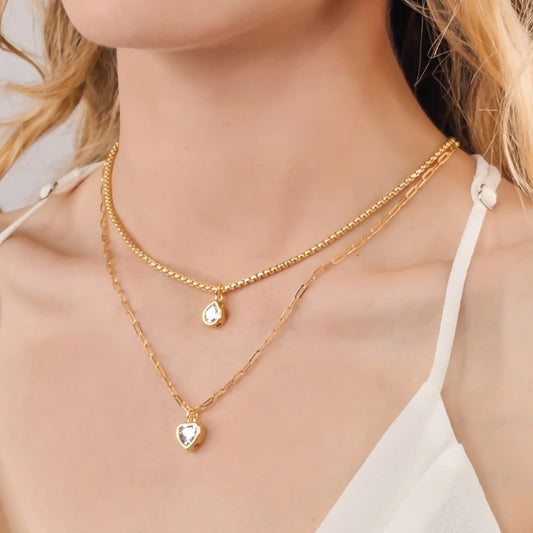 Teardrop Gold Cable Chain Necklace