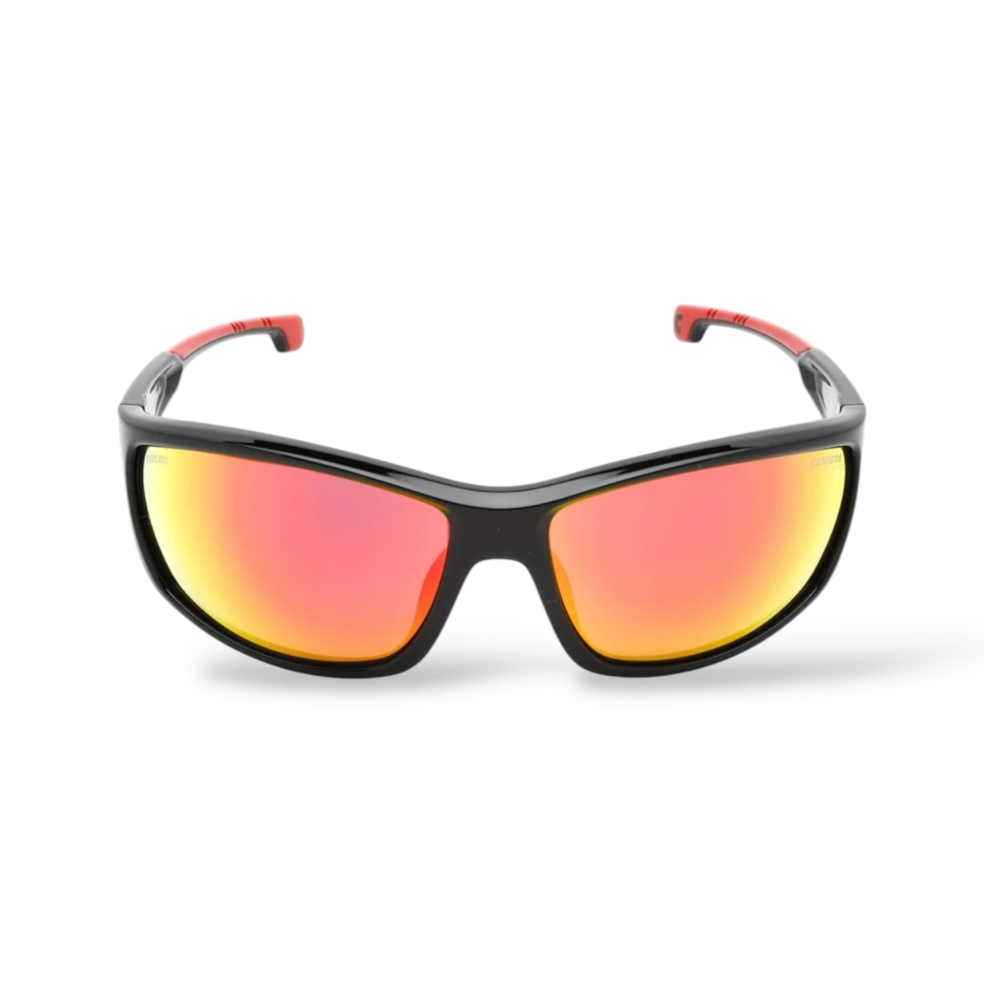 Sunglasses with red and yellow lenses on a white background
Carrera - CARDUC 002/S 0OIT UZ

Frame style: wrap around, lightweight&nbsp;

Frame Color: sleek black with red detailing

Lens Color: black &nbsp;

lens technology: 100% UVA/B sun protection