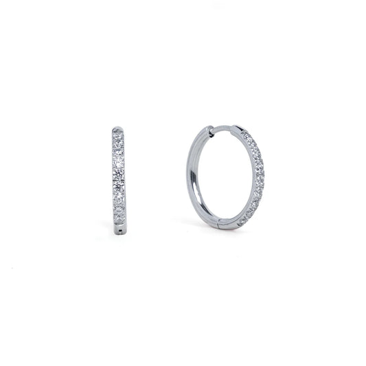 Waterproof Silver 18MM CZ Hoops