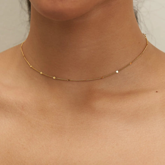 18K Gold Dainty Reflective Choker