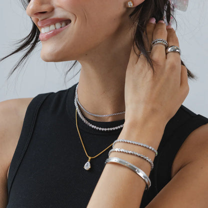 Demi-Fine Silver Tennis Necklace
