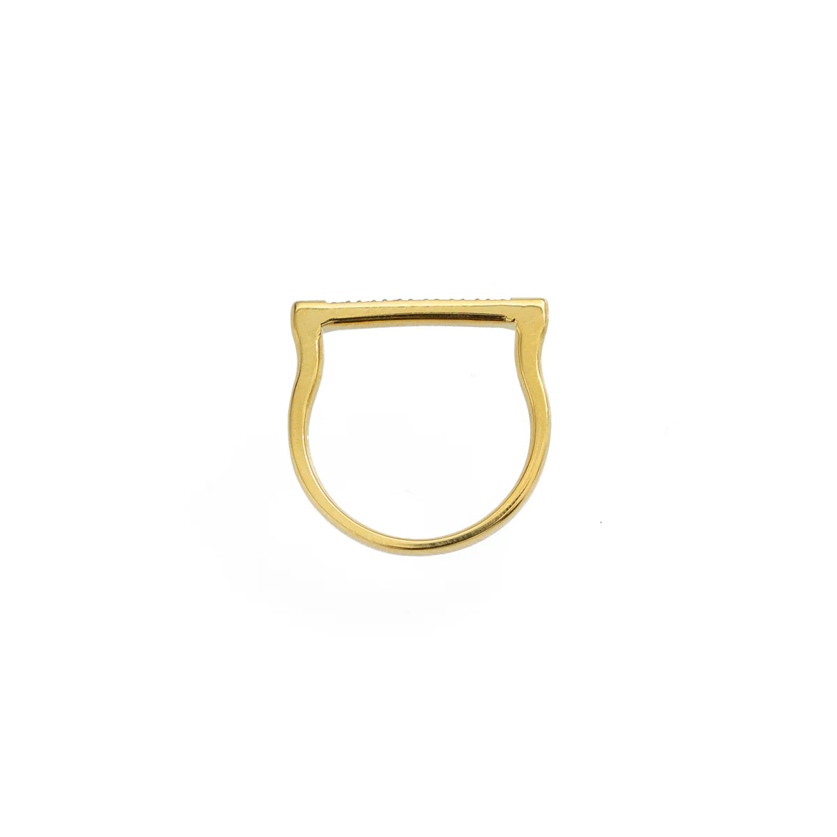 Gold ring with a unique design on a white background