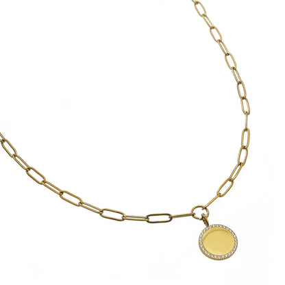 Waterproof Gold Paperclip Coin Necklace