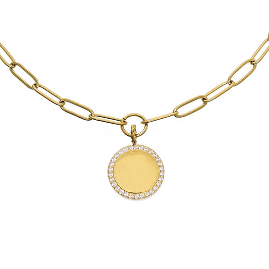 Waterproof Gold Paperclip Coin Necklace