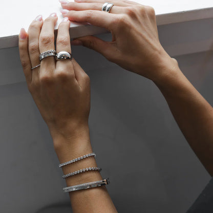 Demi-Fine Silver Diamond Tennis Bracelet