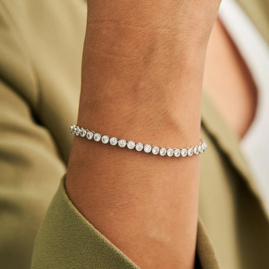 Demi-Fine Silver Diamond Tennis Bracelet