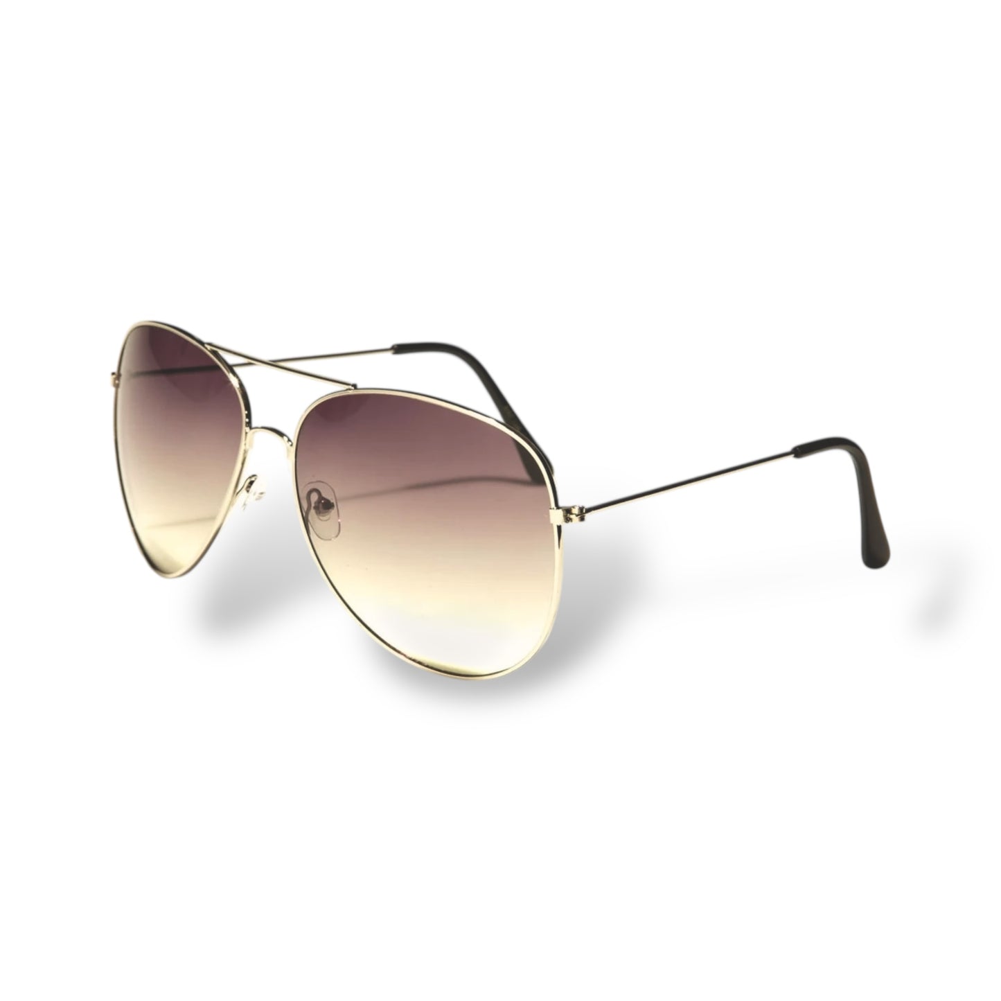 Aviator sunglasses with gradient lenses on a white background