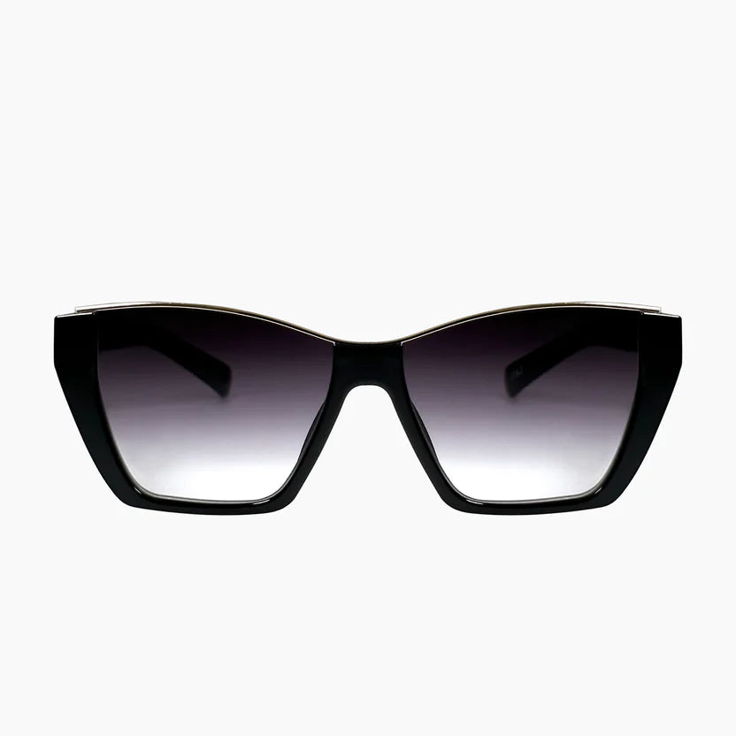 Black sunglasses with gradient lenses on a white background