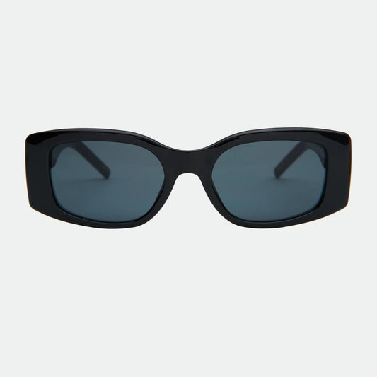 black sunglasses on a white background