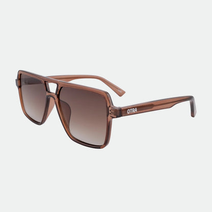 Brown sunglasses with gradient lenses on a white background