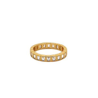 18k Gold Tennis Emerald Cut Ring