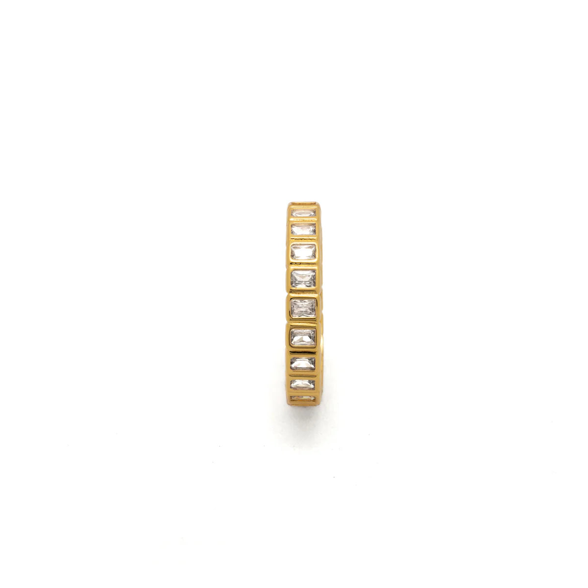18k Gold Tennis Emerald Cut Ring