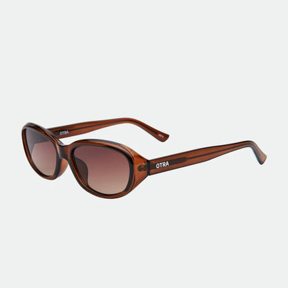Brown sunglasses with gradient lenses on a white background