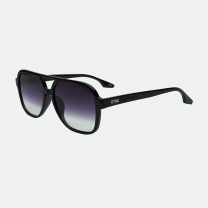 Sunglasses with a pink frame and dark lenses on a white background