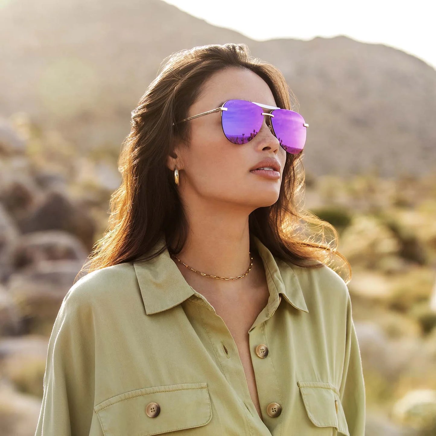 Tahoe - Gold Purple Mirror Sunglasses