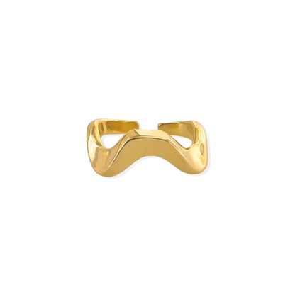 Women's Wavy Stainless Steel, Triple Gold Plated, Waterproof Ring