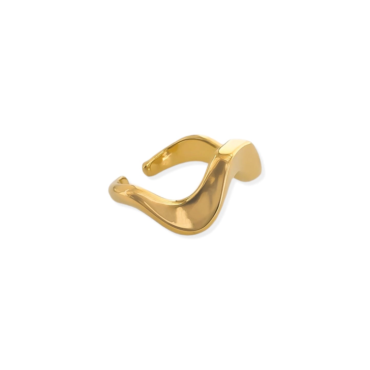 Women's Wavy Stainless Steel, Triple Gold Plated, Waterproof Ring