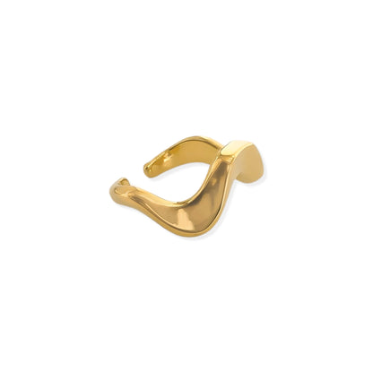 Women's Wavy Stainless Steel, Triple Gold Plated, Waterproof Ring