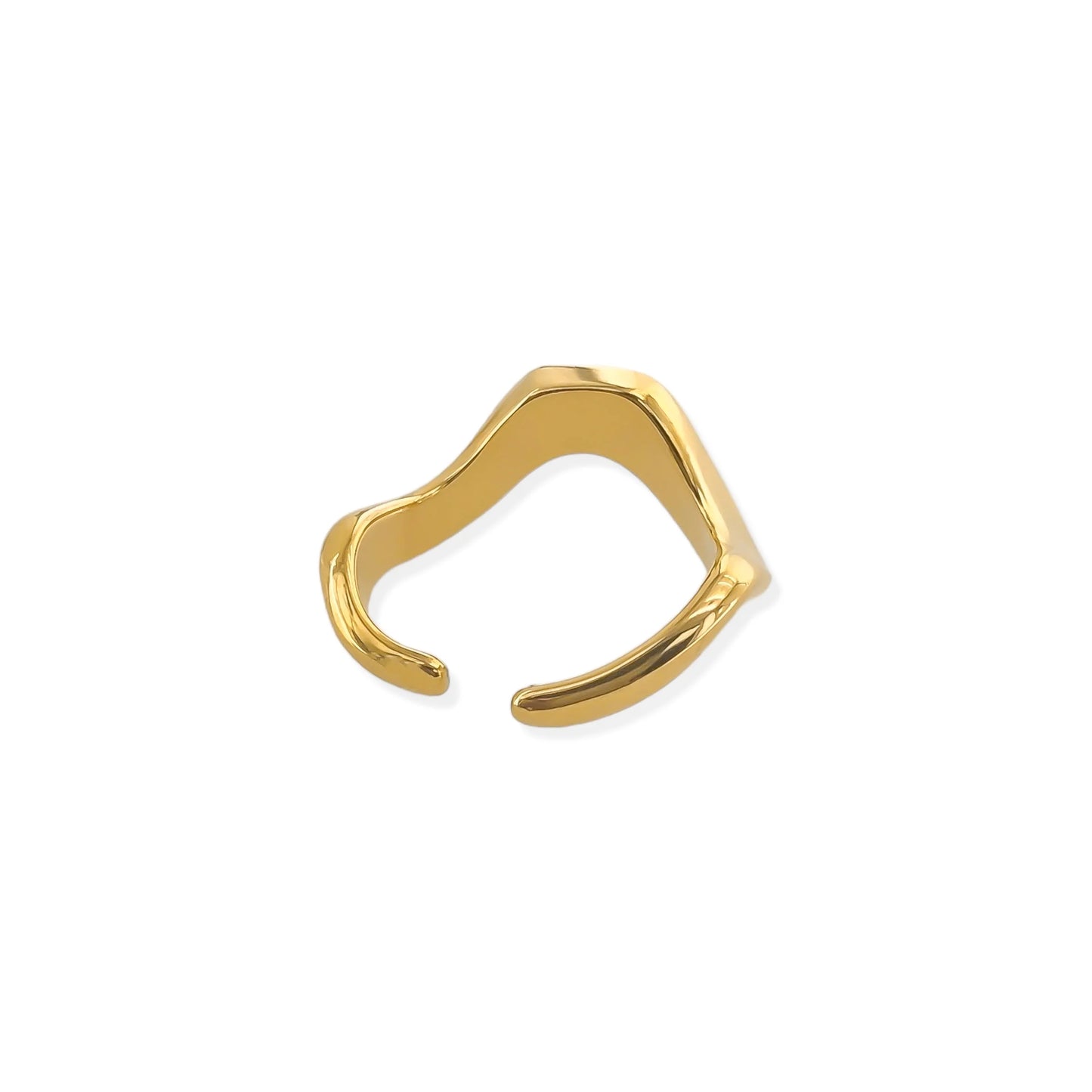 Women's Wavy Stainless Steel, Triple Gold Plated, Waterproof Ring