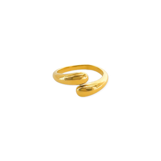 Gold open ring on a white background