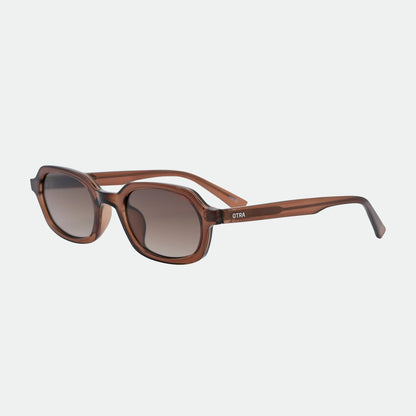 Brown sunglasses on a light gray background