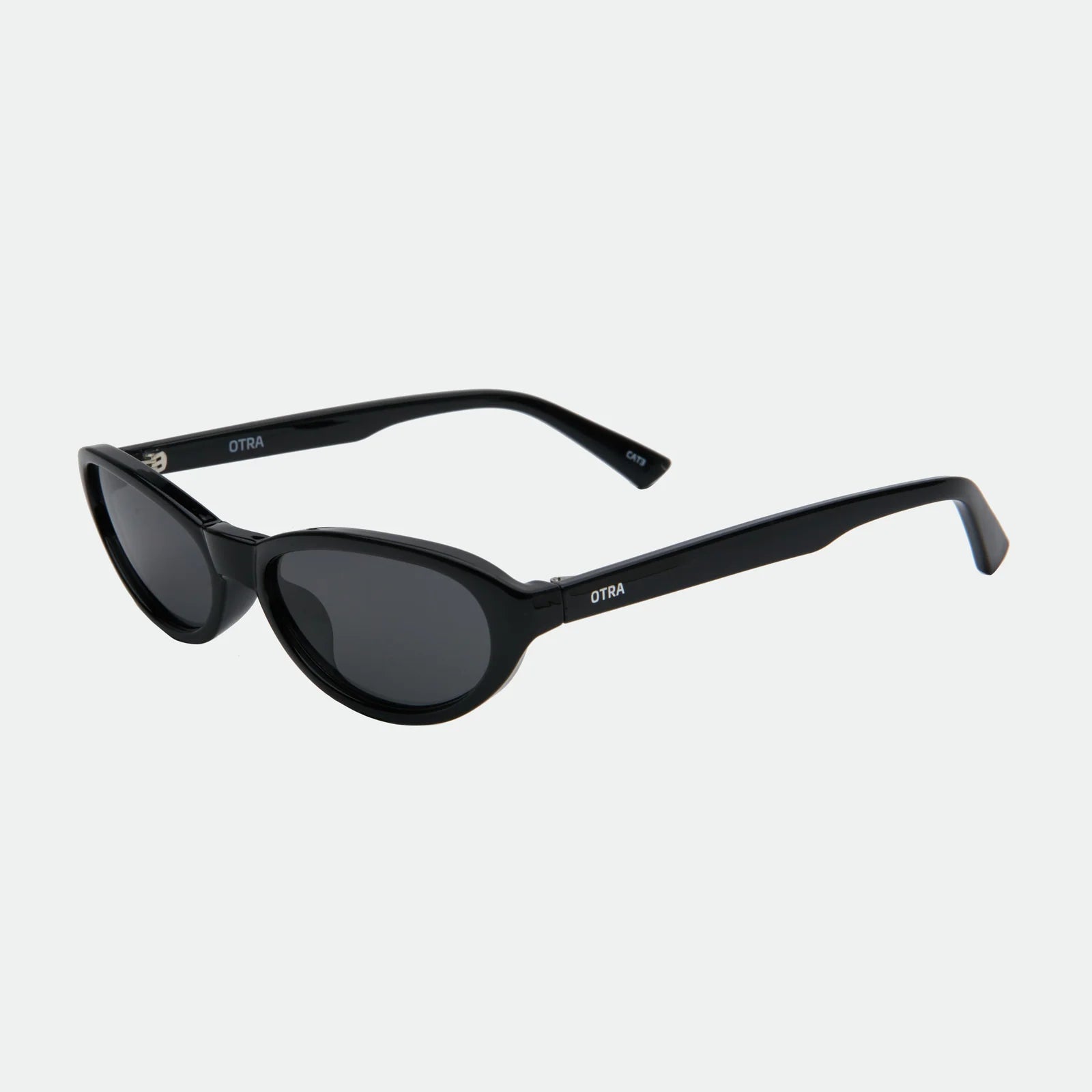 Black sunglasses on a light gray background