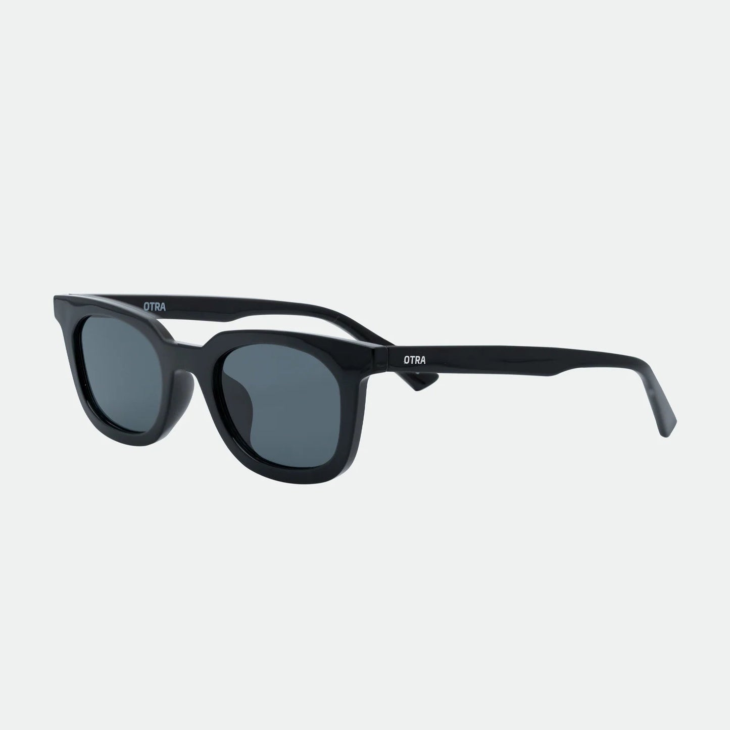 Black sunglasses on a light gray background