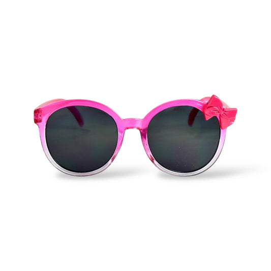 Girls Neon Pink Gradient Sunglasses with Bright Pink Bow