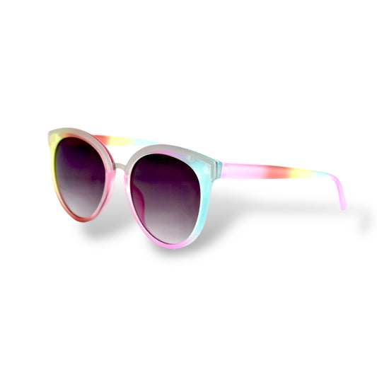 Girls Colorful Rainbow Cotton Candy Round Sunglasses